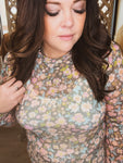 Faded Blue Flower Mesh Top
