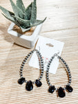 Black Crystal Drop Teardrop Earrings