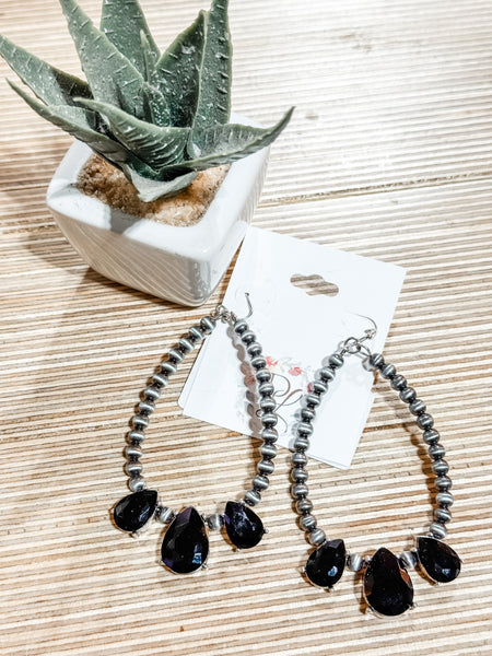Black Crystal Drop Teardrop Earrings