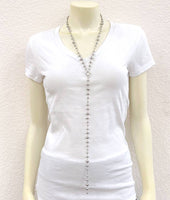 Long Handmade Silver Navajo Bead Y-Necklace