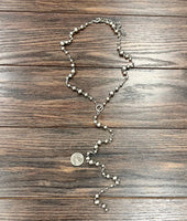 Long Handmade Silver Navajo Bead Y-Necklace