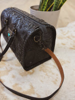 Large Black Concho Tooled Trunk Bag