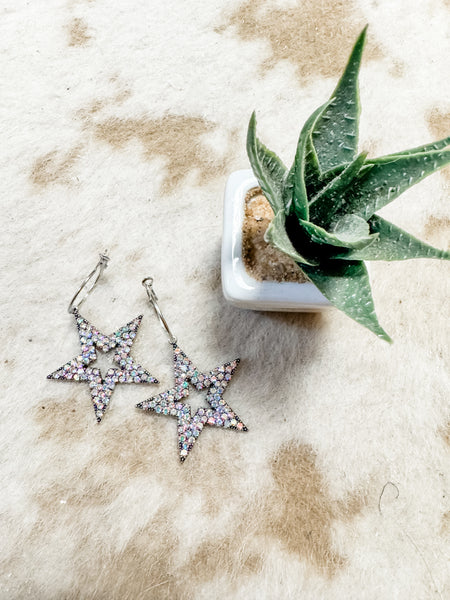 AB Crystal Cutout Star Earrings