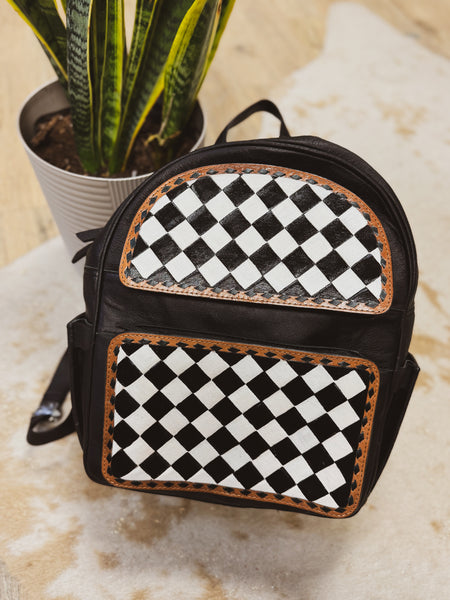 Black Checkered Backpack