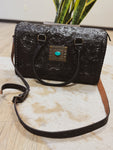 Large Black Concho Tooled Trunk Bag