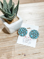 Round Marble Cluster Stud Earrings