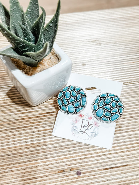 Round Marble Cluster Stud Earrings