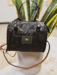 Mini Black Concho Tooled Trunk Bag