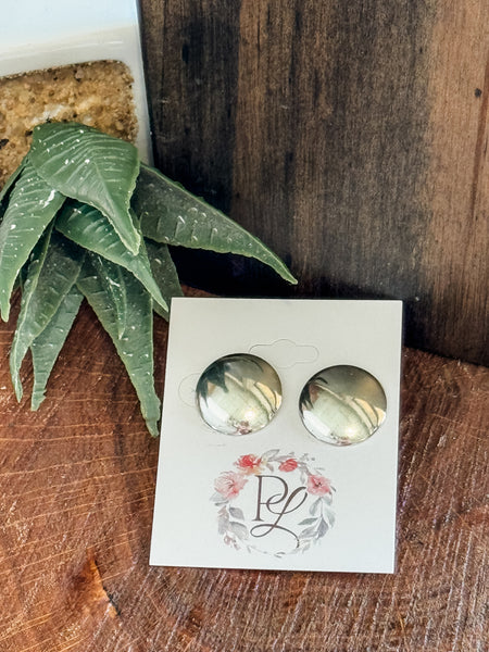 Large Silver Button Earrings