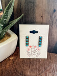 Kingman Turquoise Lined Bar Earrings