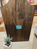 Rectangle Cluster Stone Chain Necklaces