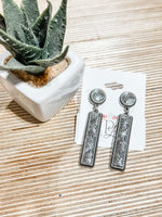 Tooled Metal Bar Earrings