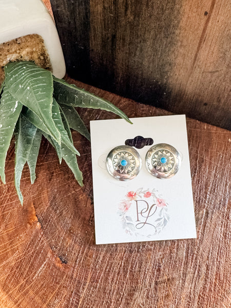 Medium Turq Center Button Earrings