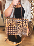 Brown Diamond Checkered Bag