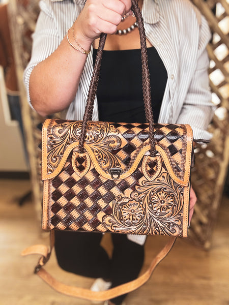 Brown Diamond Checkered Bag
