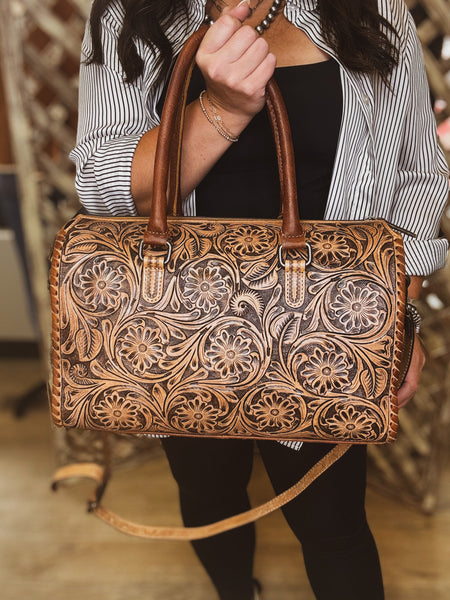 Large Tooled Trunk Bag