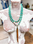 Turq Disc & Gold Bead Necklace