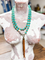 Turq Disc & Gold Bead Necklace