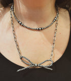Petite Chain & Navajo Pearl Bow Necklace