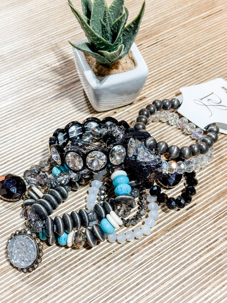 Black & Turq Bracelet Stack
