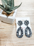 Marble Flower Teardrop Earrings