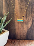 Kingman Turq & 14K Gold Bar Necklace