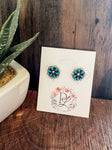 Kingman Turquoise Flower Stud Earrings