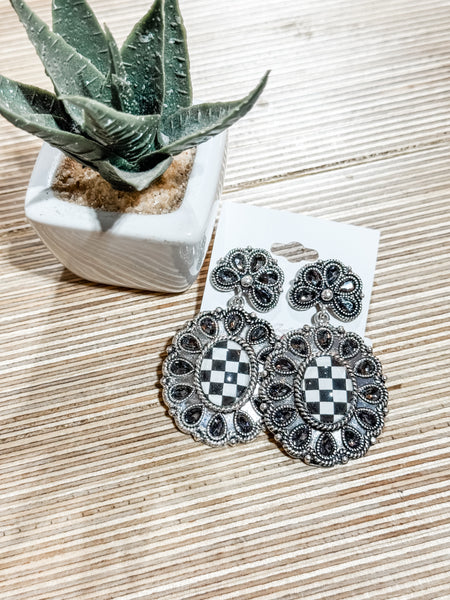 Black & White Checkered Earrings