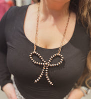 Large Chain & Navajo Pearl Bow Necklace