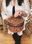 Round Tooled Leather Jewelry Box