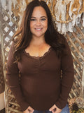 Willow & Lace Top-CURVY-BROWN