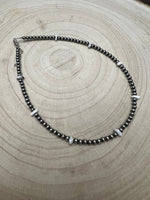 4mm White Buffalo and Sterling Pearl Choker - 14 inch