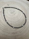 4mm White Buffalo and Sterling Pearl Choker - 14 inch