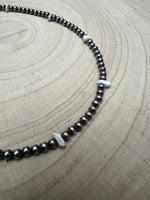 4mm White Buffalo and Sterling Pearl Choker - 14 inch