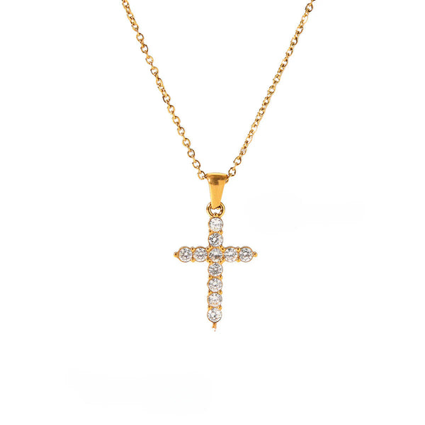 Small Crystal Cross Necklace