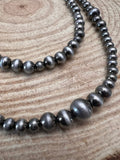 Western Faux Sterling Pearl Necklace Set — 18" & 22" Graduated Bead Duo (5/6/8mm)
