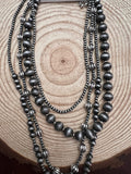 Faux Sterling Pearl Layered Necklace Set — 4-Piece Burnished Silver Western Layering Set (16" / 18" / 20" / 22")