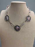 Western Rustic Buffalo Coin Choker & Earring Set — Burnished Silver Western Jewelry Duo