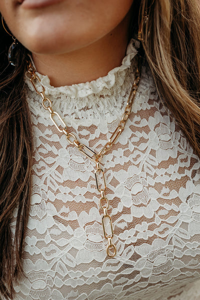 Large Chain Lariat Necklace