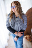 Surrounded Button Down Striped Oversized Top