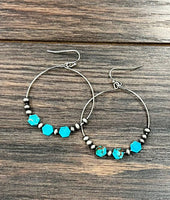 Handmade Hexa Gemstone Hoop Earrings
