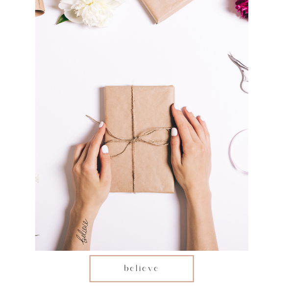 Believe Calligraphy Temp Tattoo | Skin and Hat Tattoo