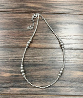 4 Cluster Handmade Silver Navajo Bead Necklace