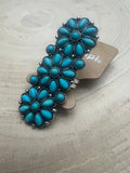 Western Desert Bloom Cluster Adjustable Ring — Faux Turquoise Hand Statement