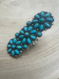 Western Desert Bloom Cluster Adjustable Ring — Faux Turquoise Hand Statement