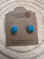 Alice Sanders Navajo Handmade Sterling & Kingman Turquoise Post Earrings