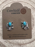 Annette Chiquit Navajo Handmade Sterling and Kingman Turquoise Post Earrings