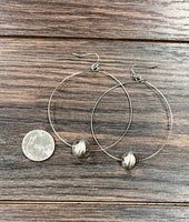 Handmade Silver Navajo Bead Hoop Earrings