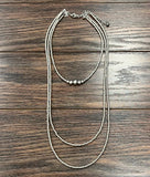 Triple Strand Short Graduated Middle Handmade Silver Navajo Necklace