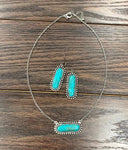 Rounded Bar Turquoise Necklace Earrings Set